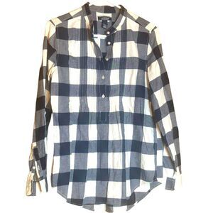 Lands’end Blue and White Checkered Long Sleeve Shirt Size 8 📦